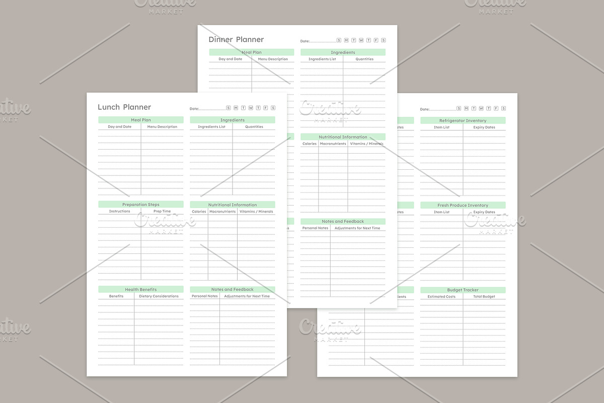 Meal Planning Pages Set V-17, a Stationery Template by shahsoft (Photo 3 of 3)