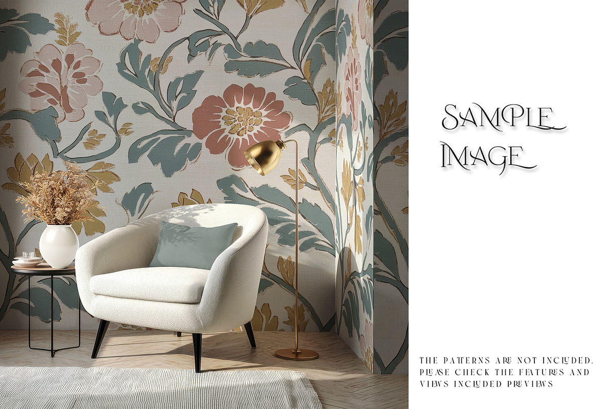 Living Room Wallpaper Mockups, a Product Mockup by mock-ups (Photo 11 of 16)