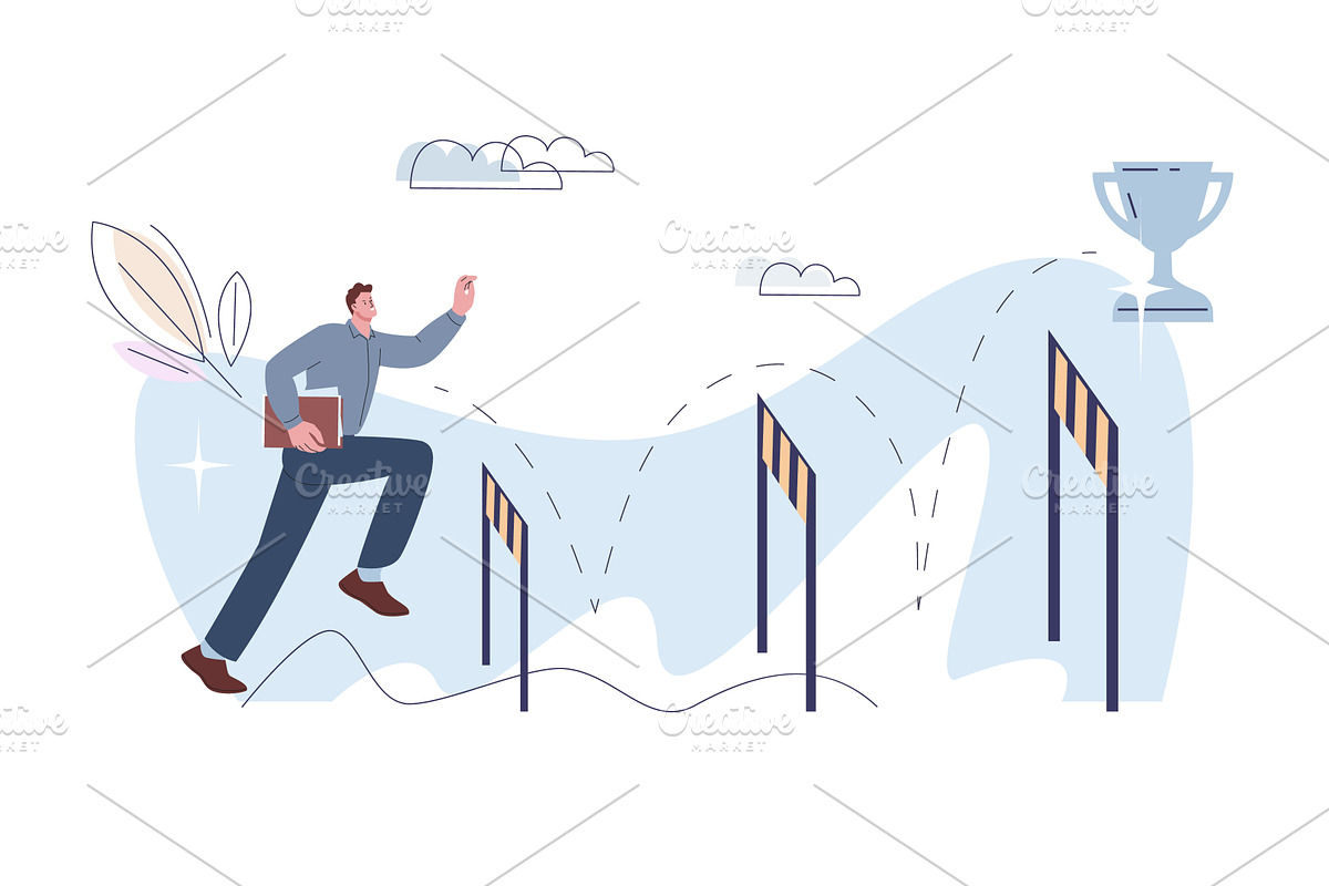 Man start running to goal. Work race, a Person Illustration by Valerie Bodnar