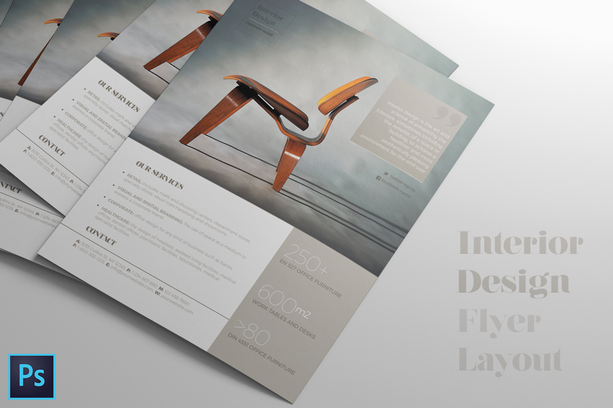 Interior Design Flyer Layout, a Flyer Template by Boris Cupac