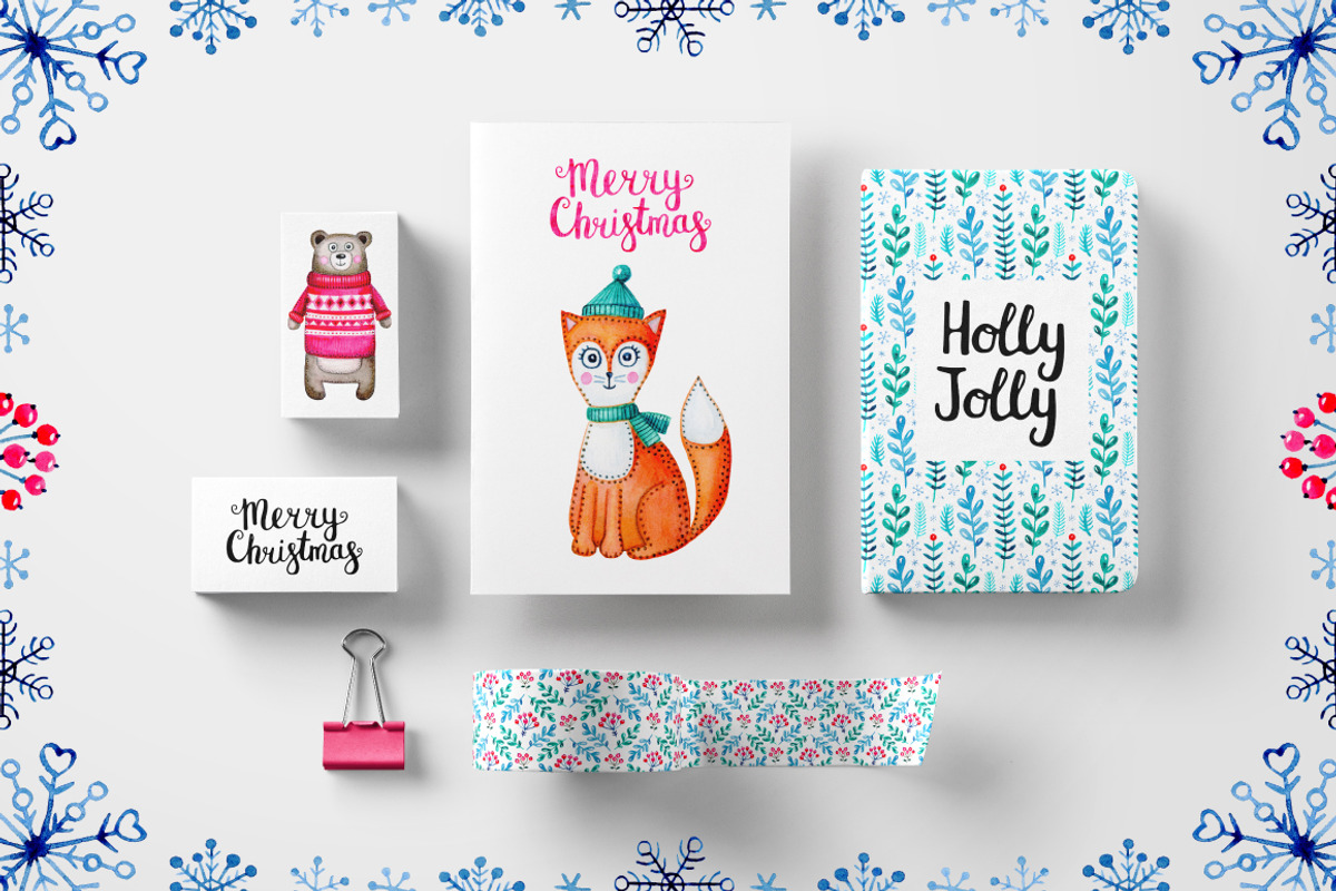 Watercolor Christmas Set, an Animal Illustration by Fairy dreams (Photo 6 of 9)