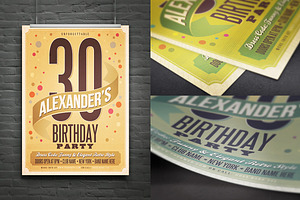 Retro Birthday Flyer/Poster/Ad, a Flyer Template by Cruzine