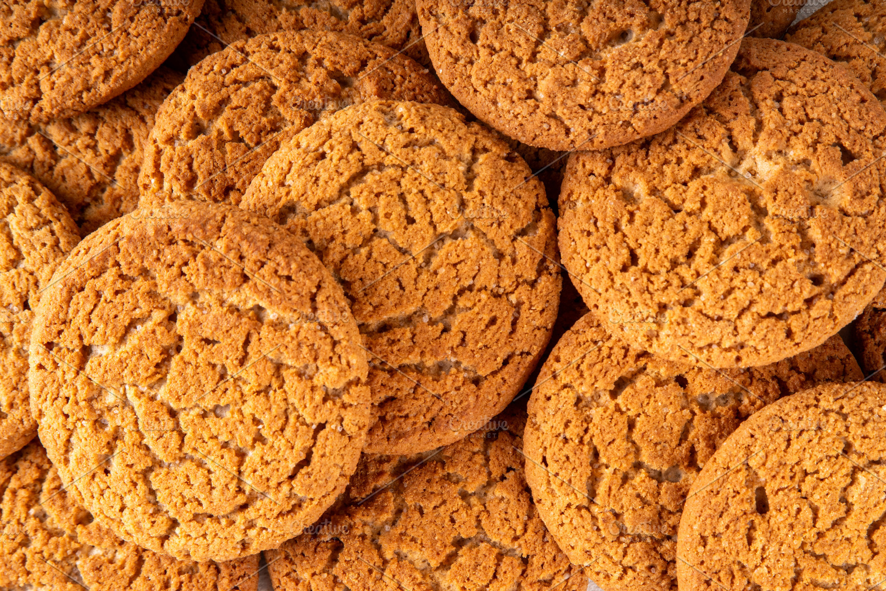 Homemade classic Gingersnap Cookies stack on kitchen table, a Photo by Rimma