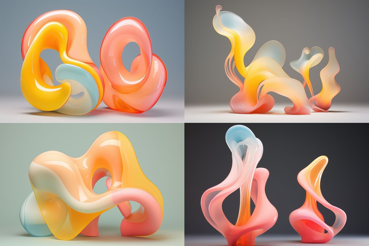 20 Translucent Twirls Sculptures, a Decorative Illustration by HipFonts (Photo 12 of 12)