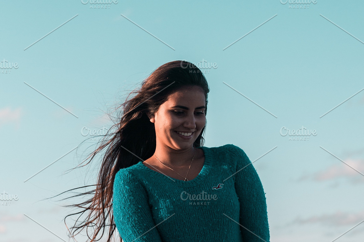 Teal Sweater, Windy Beach, a Beauty & Fashion Photo by Chris Joel Campbell (Photo 2 of 2)
