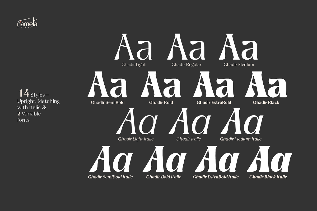 Ghadir, Botanical Display Font, a Sans Serif Font by Namela Studio (Photo 3 of 10)