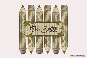 Camo Back to School Pencil Png, an Object Illustration by Clipart Bloom