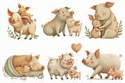 Pig Mother's Day pig Clipart, an Illustration by Designworld (Thumbnail 2 of 8)