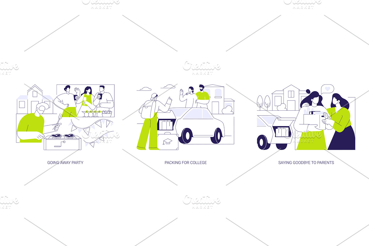 Leaving to campus isolated cartoon, an Education Illustration by Visual Generation