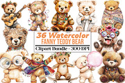 Fanny Teddy Bear Boho Clipart, an Illustration by DreamCafeArt (Thumbnail 1 of 5)
