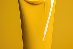 Glossy yellow cosmetic tube mockup on monochrome background for, a Nature Photo by José Manuel Gelpi