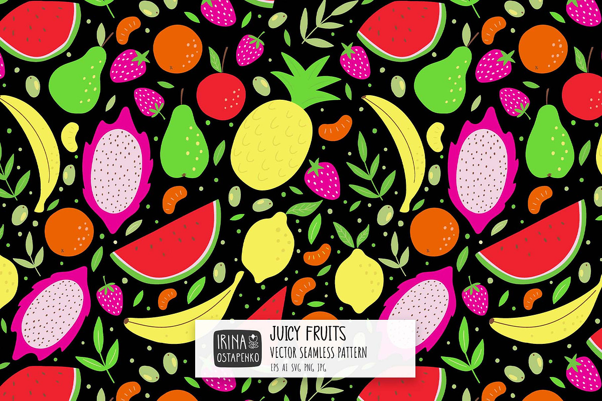 Tropical Fruit Seamless Pattern, a Pattern Graphic by Irina Ostapenko (Photo 1 of 5)