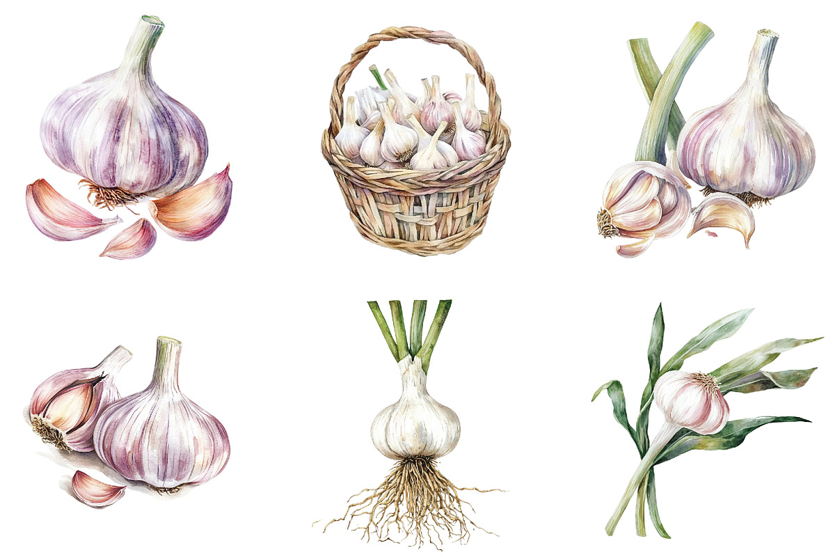 Garlic Watercolor Clipart Bundle, an Illustration by DreamArtGraphic (Photo 3 of 4)
