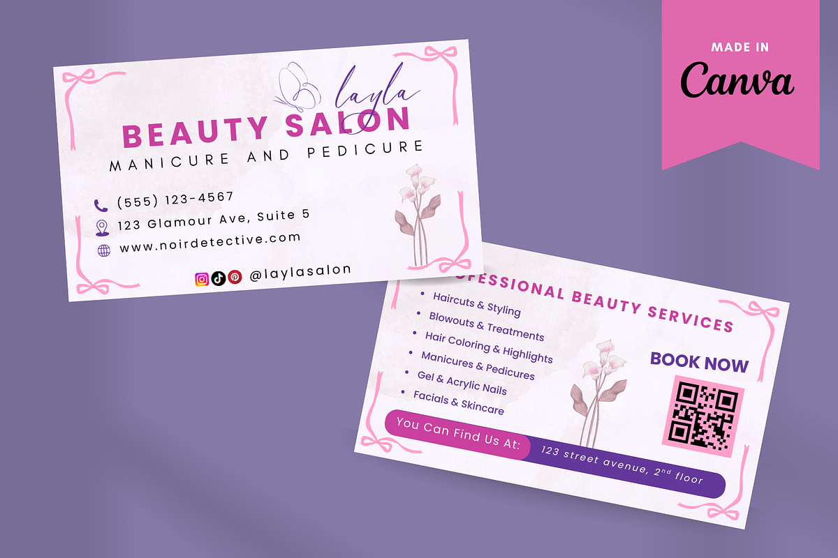 Beauty Salon Business Card Template, a Business Card Template by Elegant_Studio44 (Photo 1 of 4)