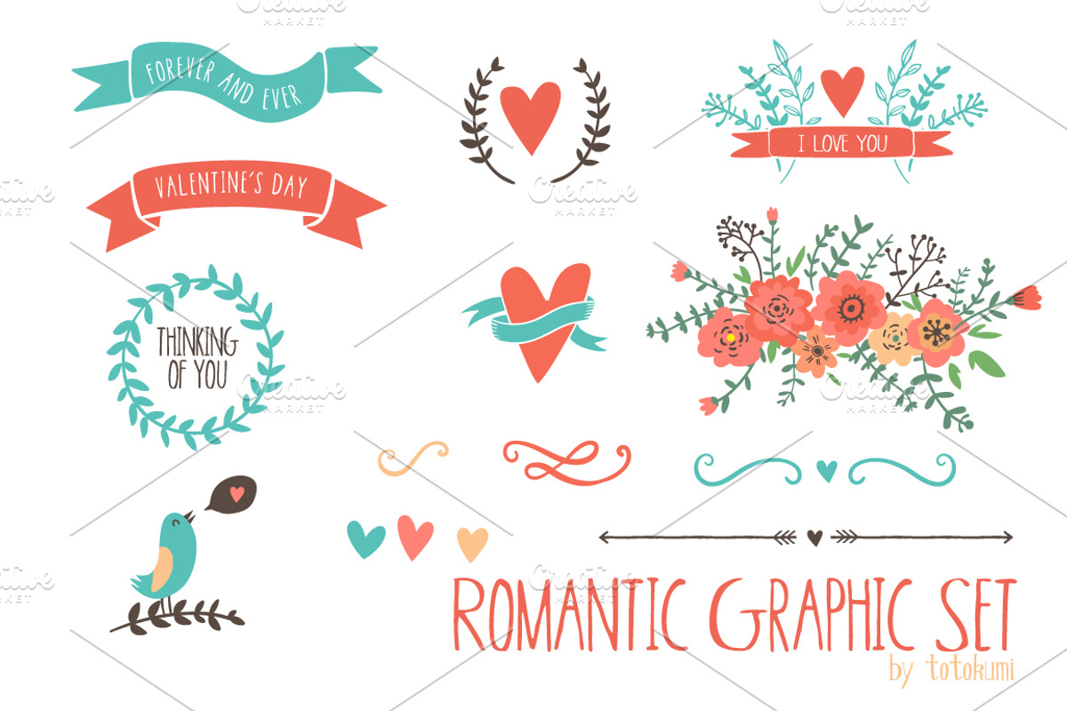 Romantic graphic set, an Illustration by totokumi