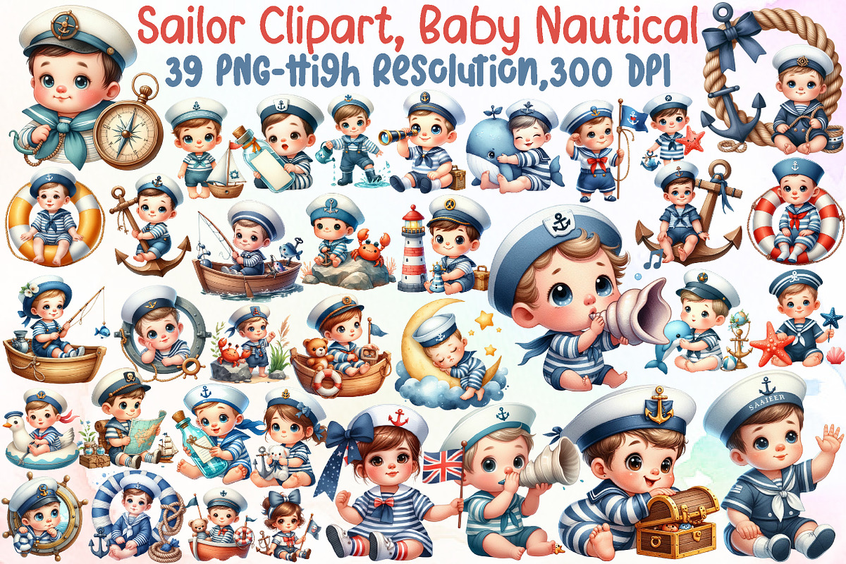 Sailor Clipart, Baby Nautical Clipar, an Illustration by Sublimation Artist (Photo 1 of 6)