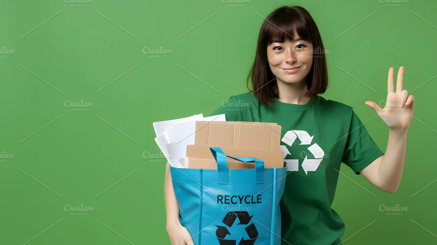 Woman Holding Recycling Bag, a Business Photo by Stock Shape