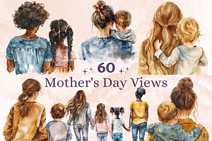 Mother's Day Back Views Clipart, a Graphic by GiraffeCreative