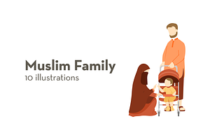 Faceless Muslim Family Illustrations