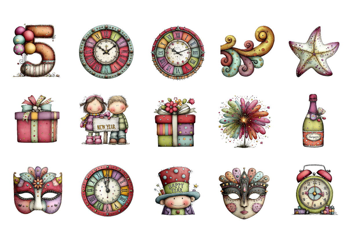 New year clip-art, an Illustration by CreationArt (Photo 2 of 5)