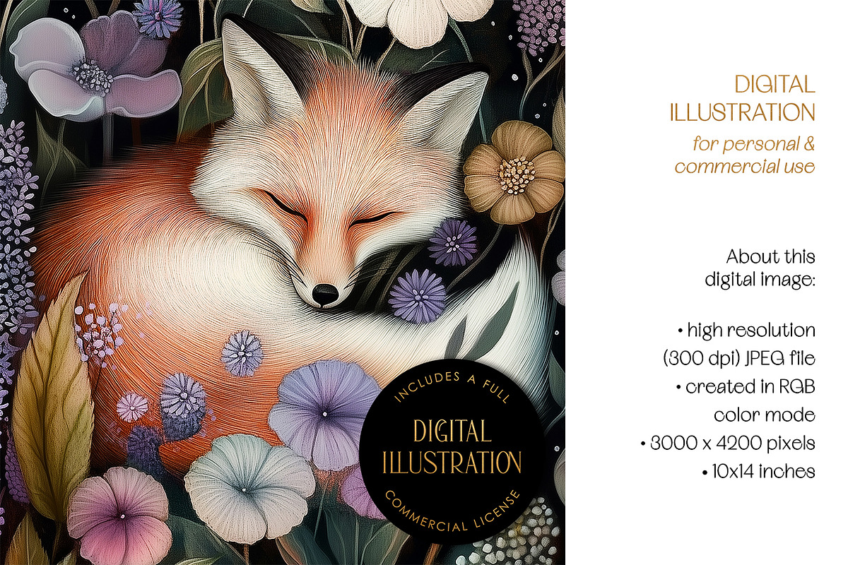 Cute Sleeping Fox Illustration, an Animal Illustration by The Dutch Lady Designs (Photo 4 of 4)