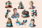 Mans Birthday Clipart, a Person Illustration by GlamArtZhanna (Thumbnail 2 of 5)