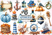 Watercolor Autumn Blue Nautical PNG, a Seasonal Illustration by Canvas Craft (Thumbnail 1 of 4)