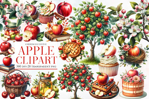Watercolor Apple Clipart, an Illustration by Designworld