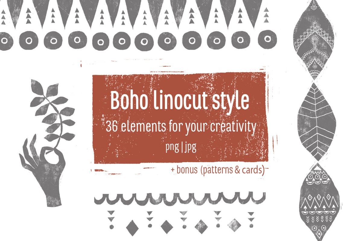 Boho Linocut Style, a Decorative Illustration by dasha mo (Photo 1 of 6)