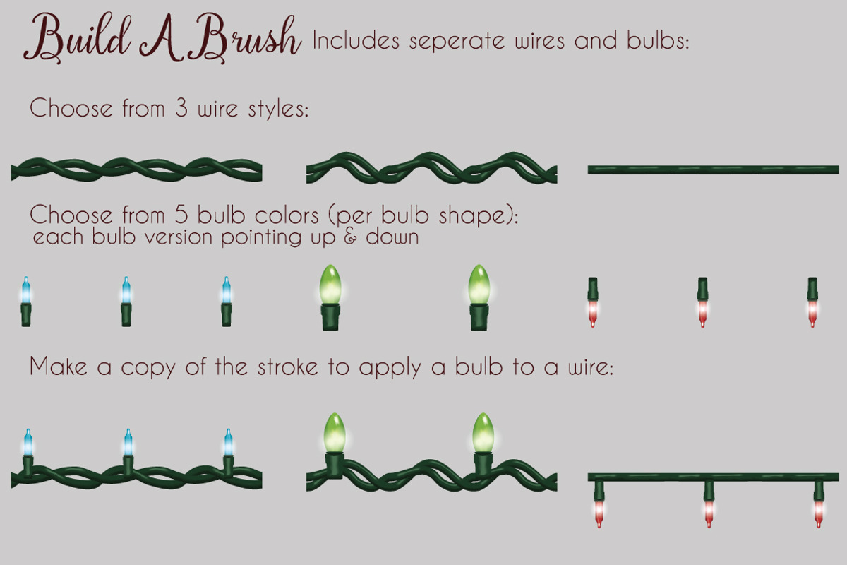 Christmas light brushes Illustrator preview 5