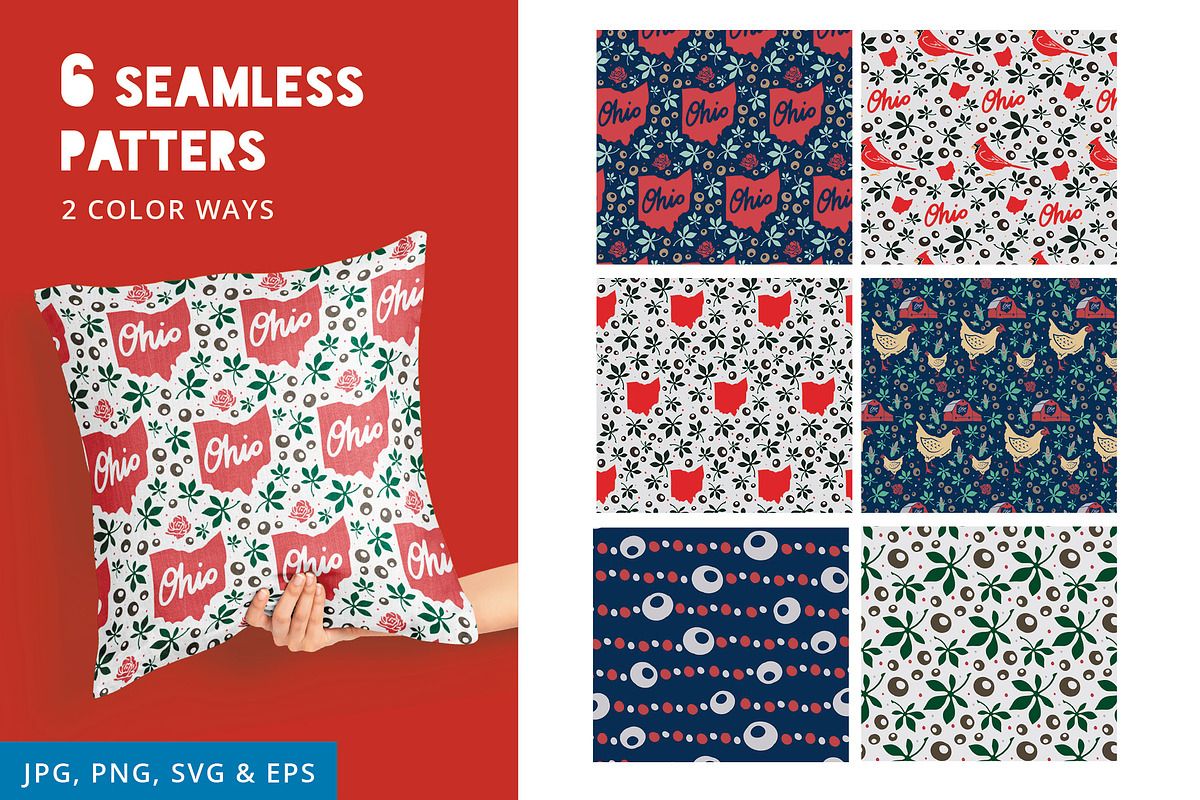 Ohio Seamless Patterns Papers, a Pattern Graphic by BeesDesign (Photo 2 of 4)