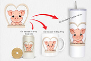 Clipart Heart Pig, a Graphic by Artnoy (Thumbnail 4 of 5)