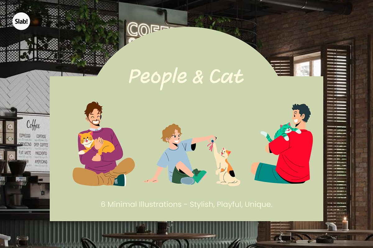 People with Cats Flat Illustration, a Person Illustration by SLAB! Design (Photo 3 of 4)