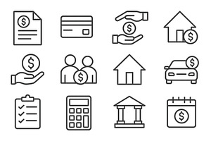 Financial transaction icons set for, a Finance Illustration by ZinetroN
