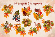 Fall Vibes watercolor floral clipart, an Illustration by Nadya Saen Art (Thumbnail 4 of 15)
