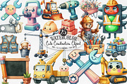 Cute Construction Watercolor Clipart, an Illustration by Designking (Thumbnail 1 of 4)