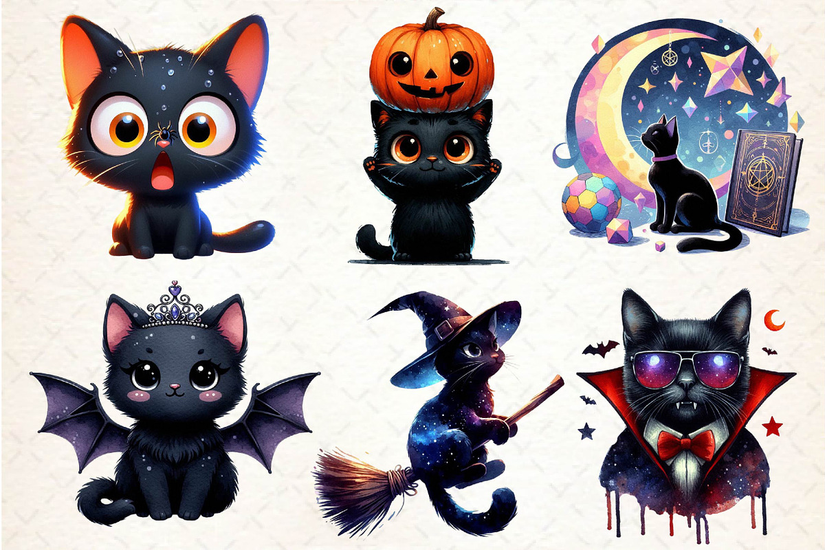 Halloween Black Cat Clipart PNG, an Illustration by Dream Creation (Photo 5 of 6)