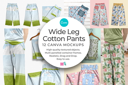Wide Leg Cotton Pants Canva Mockup