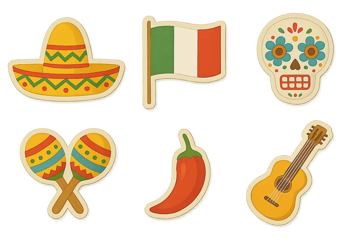 Day of the dead icon set with sombre, an Illustration by Dvoevnore photos