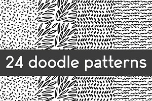 24 doodle ink seamless patterns