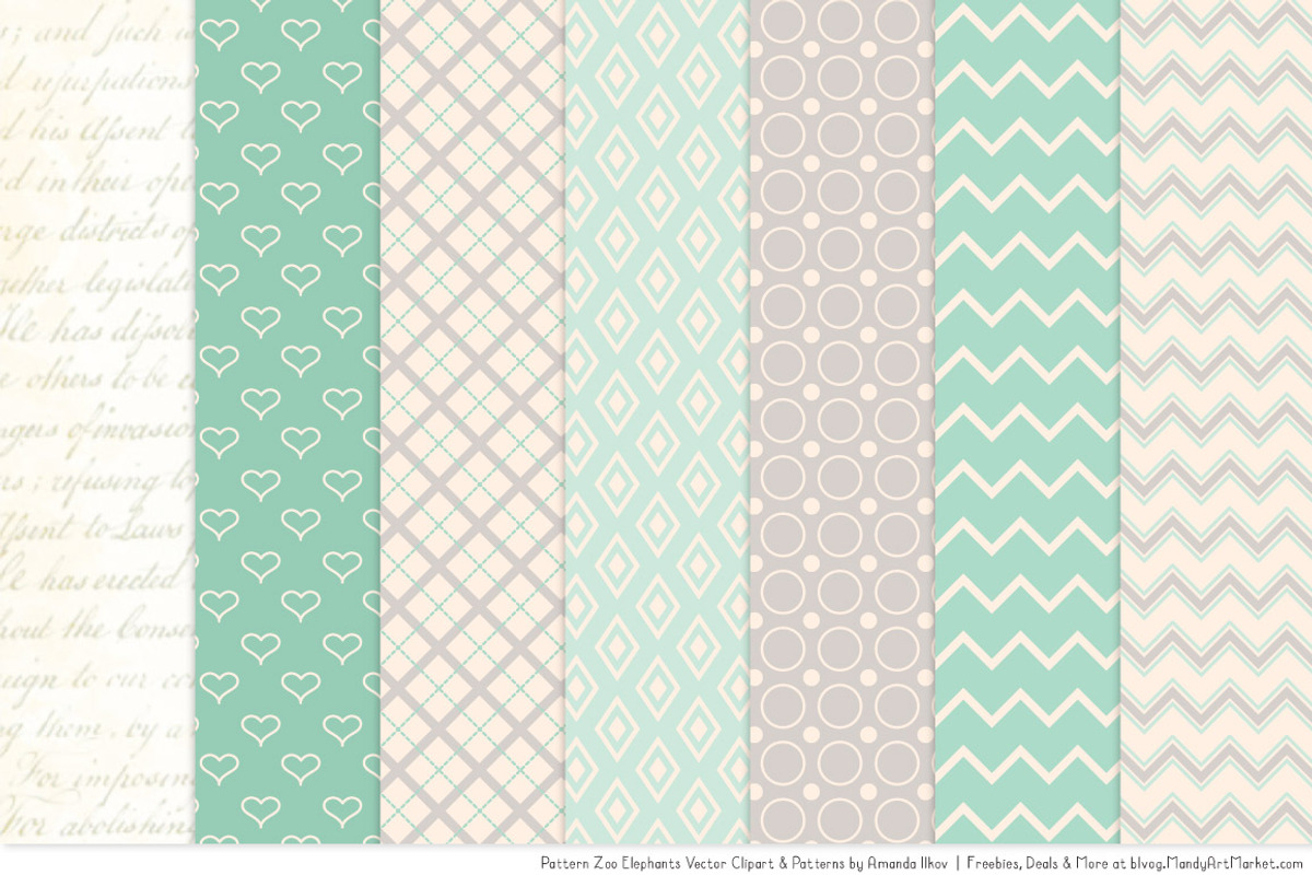 Elephants Clipart & Patterns in Mint, an Illustration by Amanda Ilkov (Photo 4 of 4)