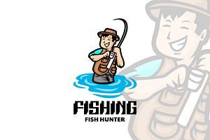 Fishing Mascot Logo Design., a Branding & Logo Template by VectorCraft