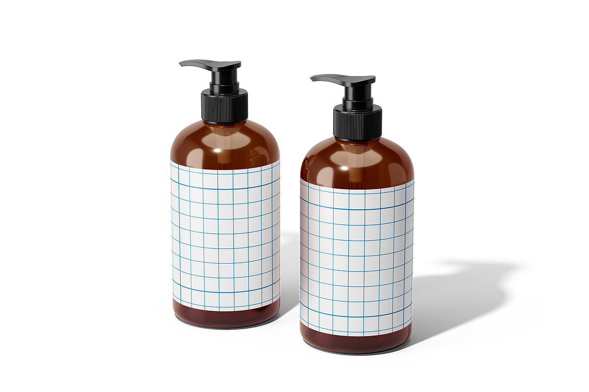Amber Pump Bottle Mockup, a Cups & Container Mockup by Akebareee (Photo 3 of 3)