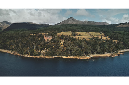 Scotland Brodick ocean bay aerial, a Nature Photo by Goinyk