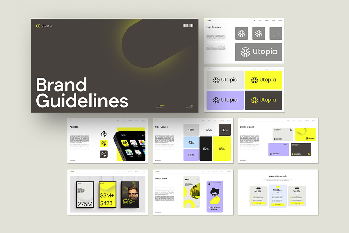Utopia V4- Brand Guidelines Template, a Branding & Logo Template by graphypix (Photo 1 of 14)