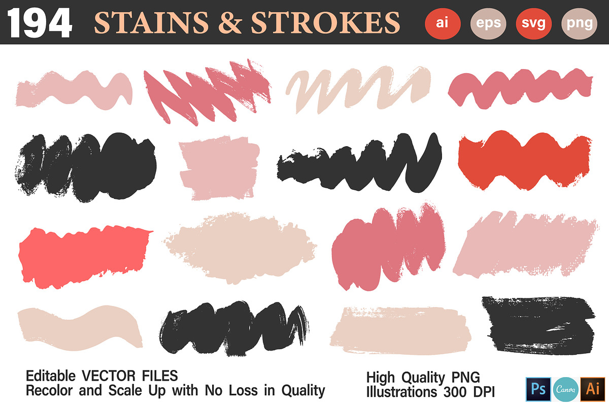 Vector Stains & Strokes Atelier +SVG, an Object Graphic by Katrinelly (Photo 8 of 15)