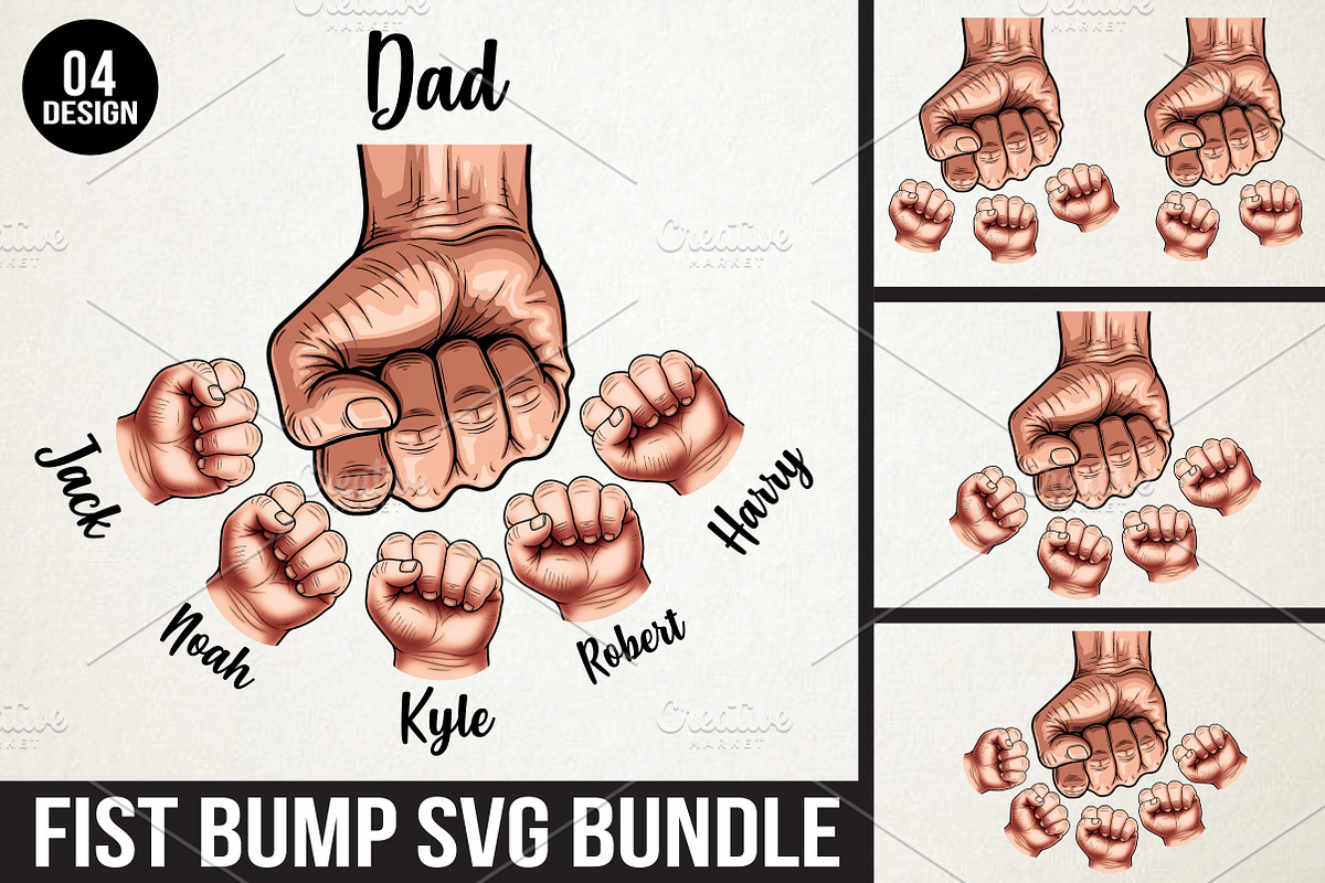 Father's Day Fist Bump SVG Bundle, an Illustration by RobertsArt (Photo 1 of 5)