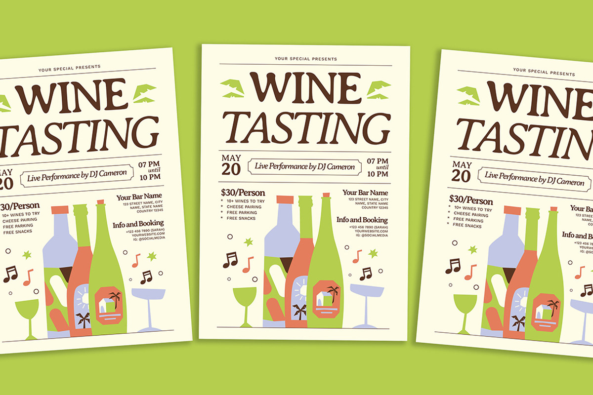 Summer Wine Tasting Flyer, a Flyer Template by Gumico Studio. (Photo 1 of 3)