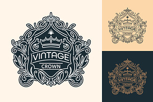 An Elegant Vintage Crown Emblem, a Branding & Logo Template by Saba Vector
