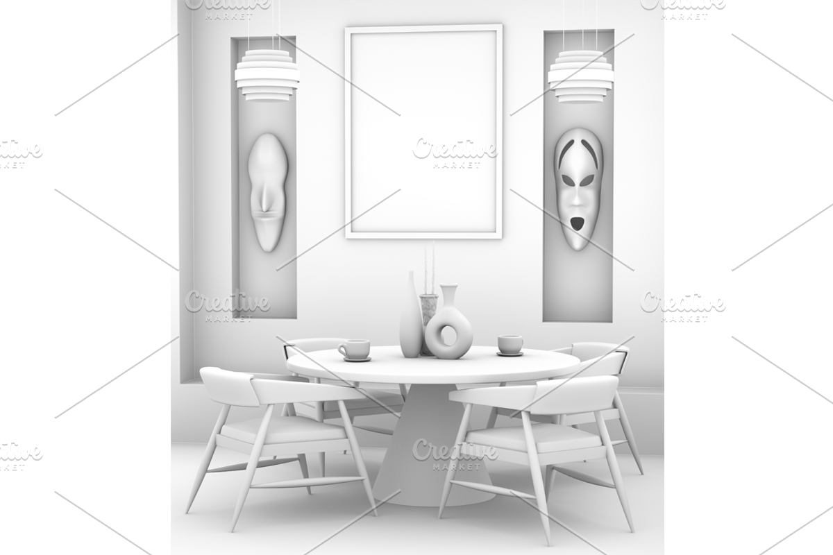 Mock up 3d interior of the cafe, a Print Template by Larser (Photo 2 of 2)